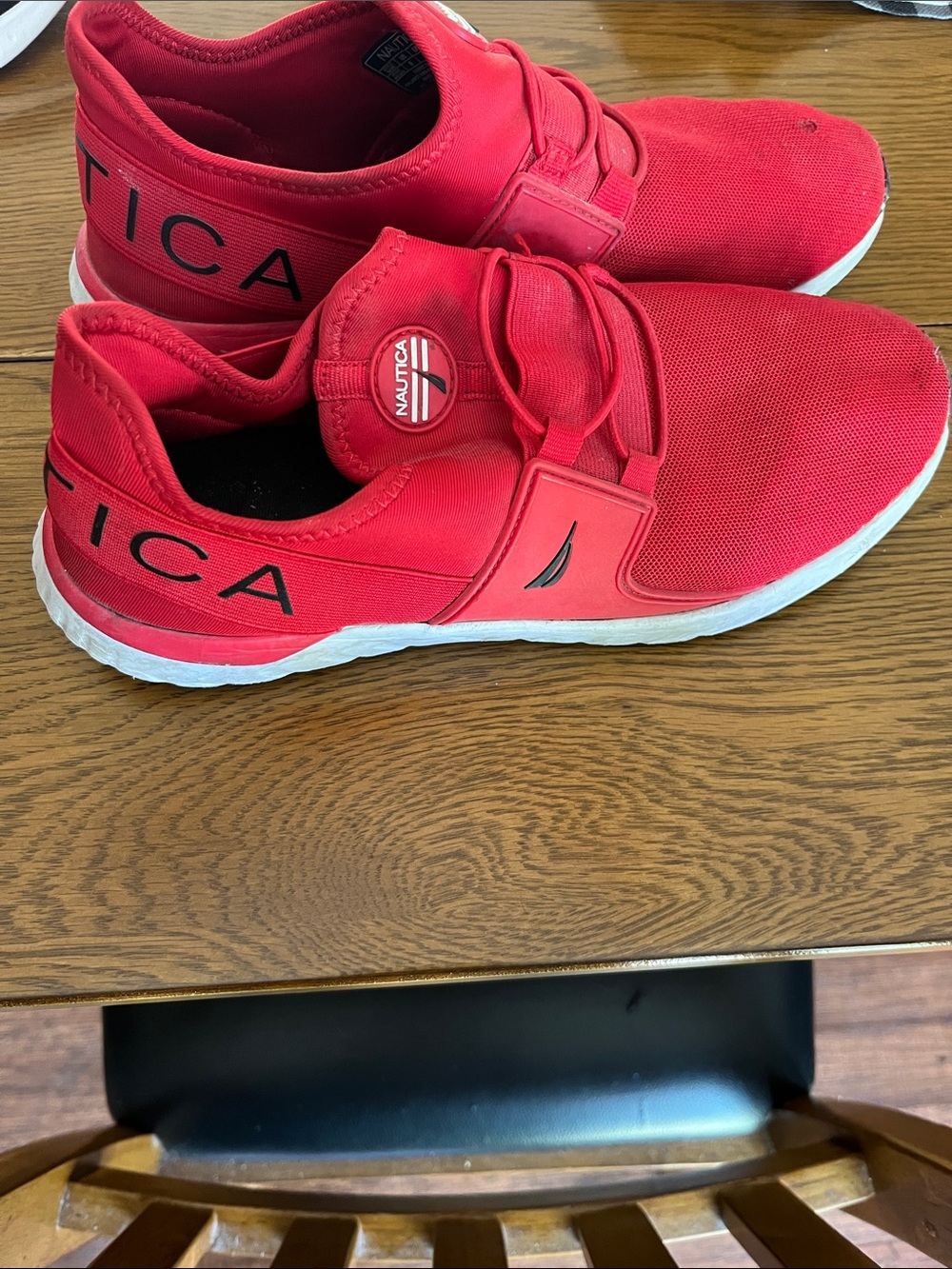 Nautica Red Slip-On Athletic Sneakers with White Sole
